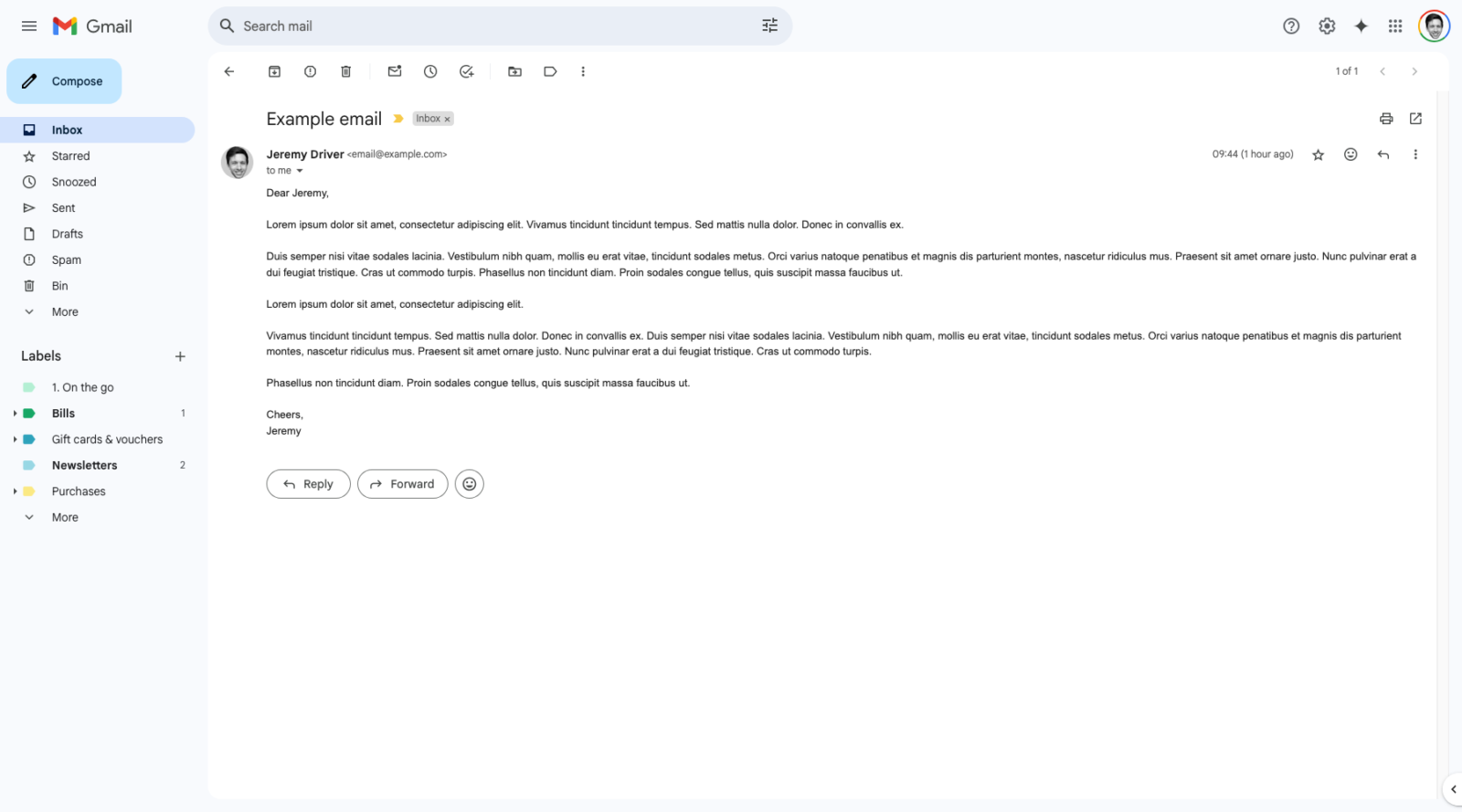 A screenshot of a conversation in my Gmail showing the content stretching very wide.