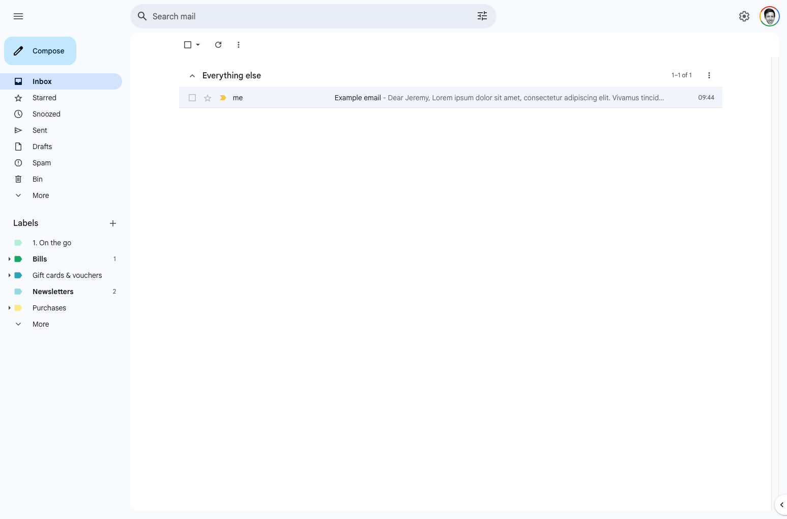 A screenshot of my Gmail inbox with a number of buttons and other elements hidden, and the conversation view is a little thinner. It has a cleaner and tidier feel.