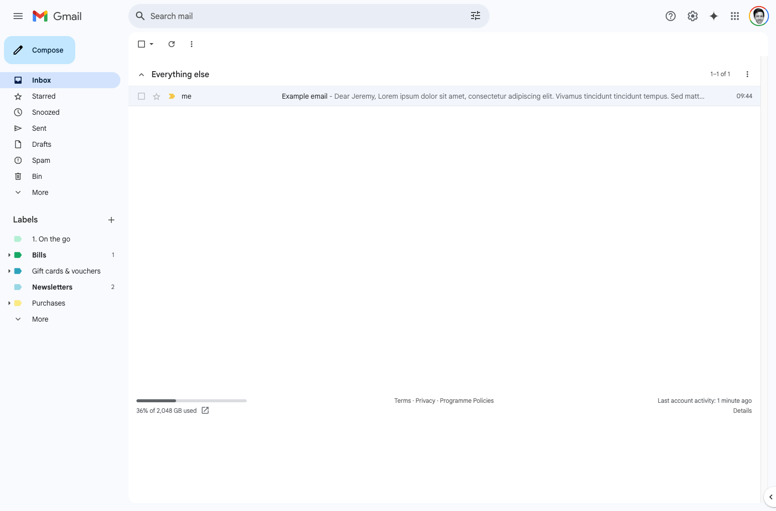 A screenshot of my Gmail inbox.